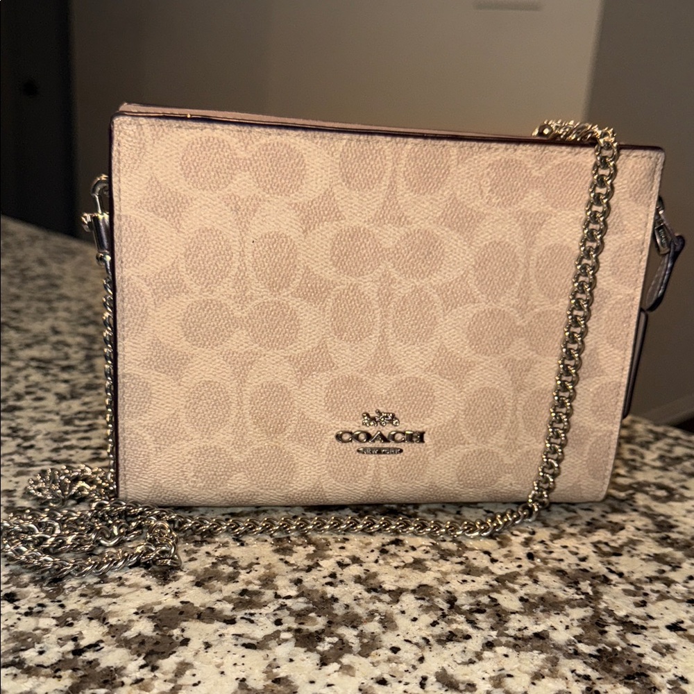 Coach Beige Crossbody Bag with silver Chain